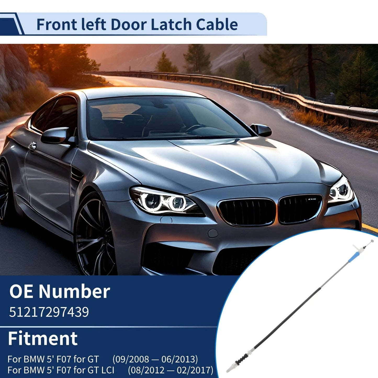 Door Latch Cable for BMW 5 F07 GT (2009-2013) Front Left