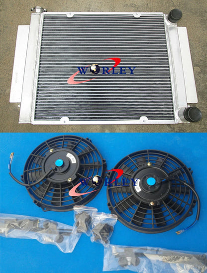 3 Row Aluminum Radiator for Mazda RX2 RX3 RX4 RX5 (1970–1985) + Fans