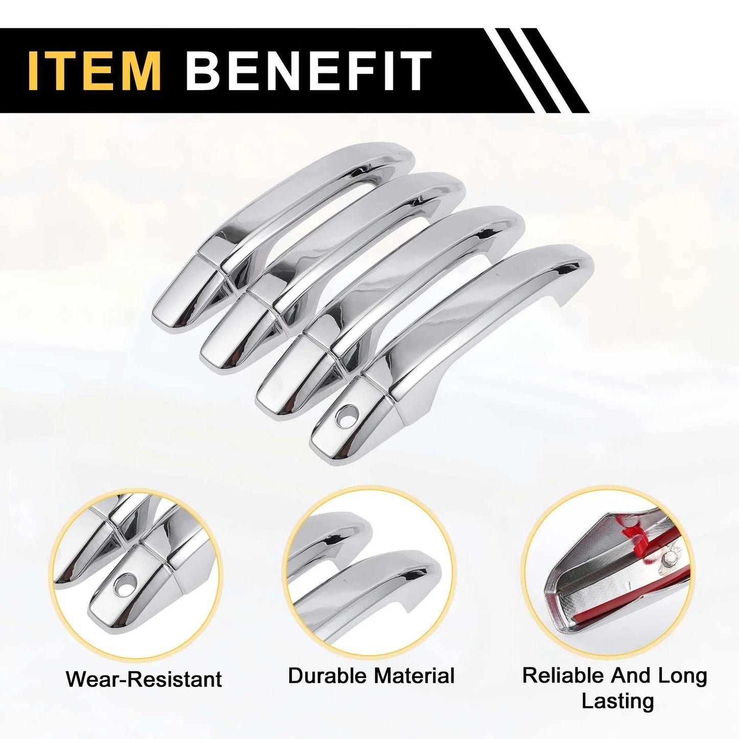 Set of 4 Exterior Door Handle Covers for GMC Yukon (2015–2023) Chrome
