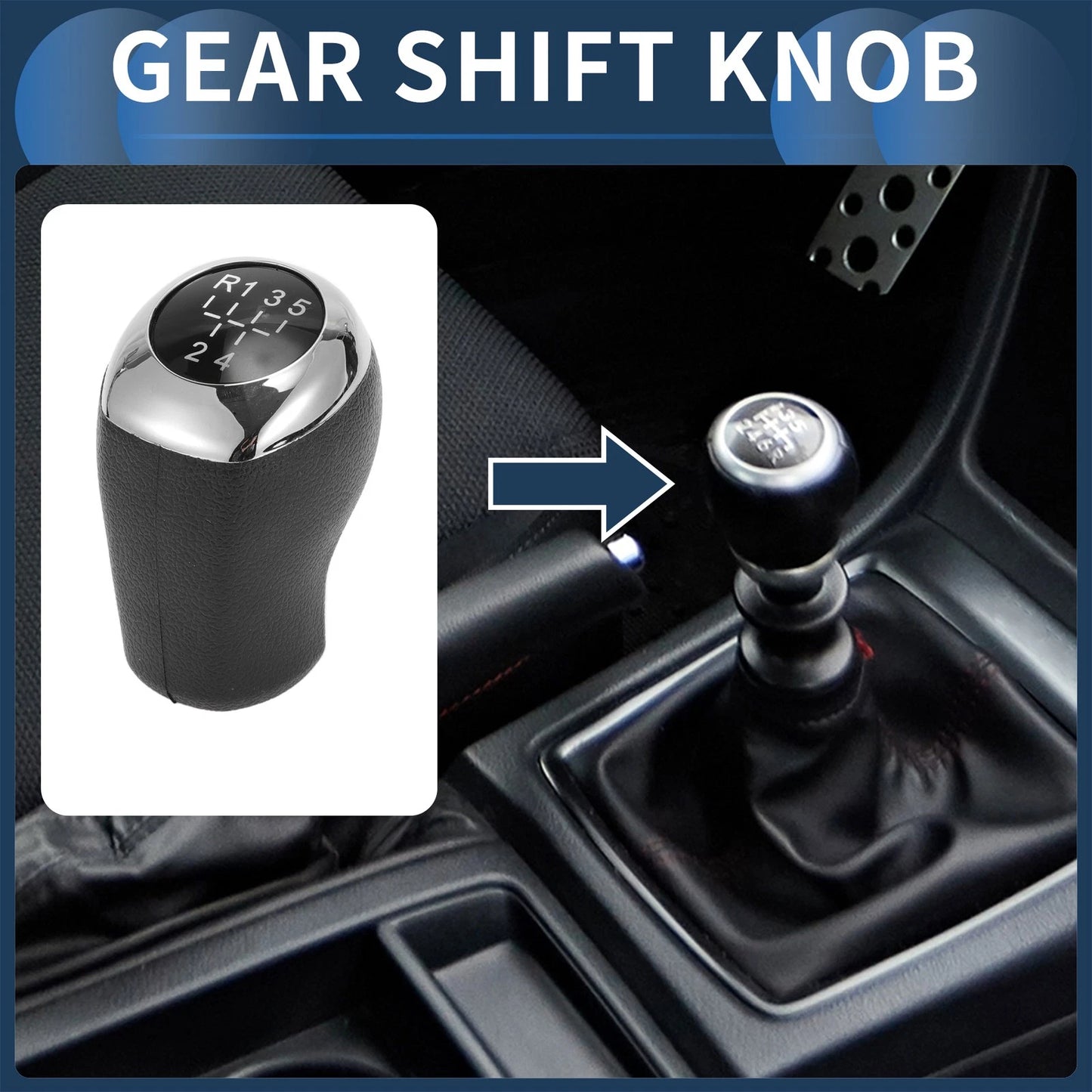 5 Speed Manual Gear Shifter Knob for Hyundai Accent (2011–2014) Black Plastic
