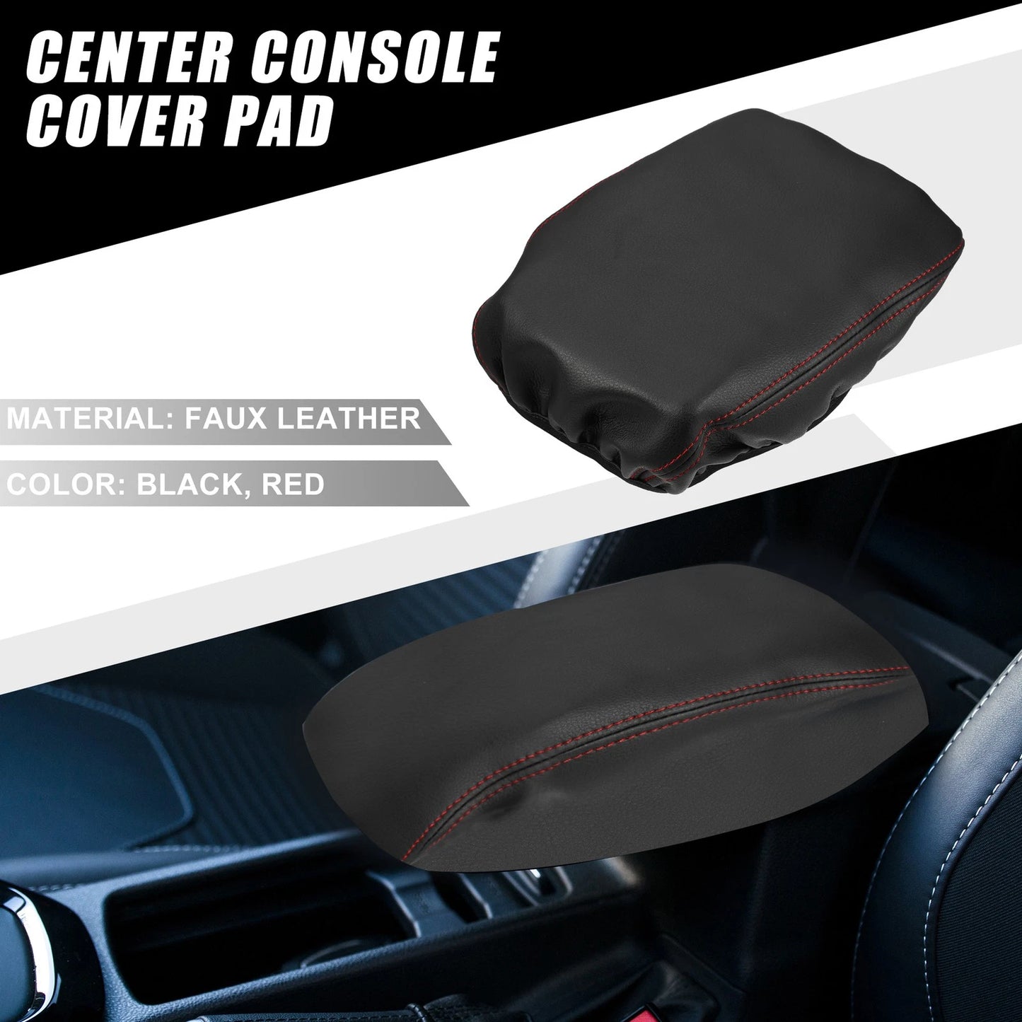 Center Console Cover for Mitsubishi Outlander (2022–2023) Black Red Stitches