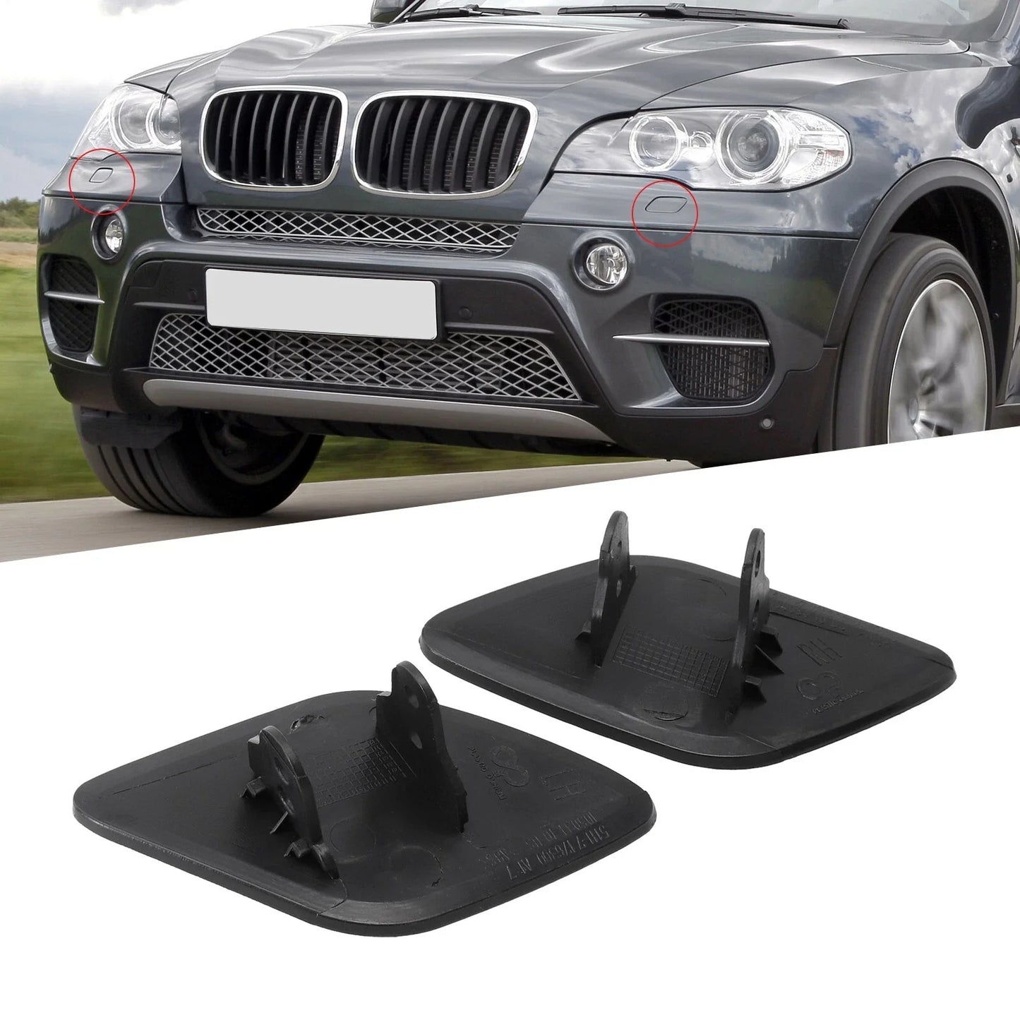 Set of 2 Front Left/Right Headlight Washer Nozzle Covers for X6 (2008–2014)