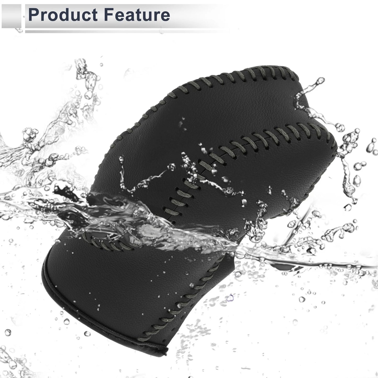 1 Pc Gear Shift Knob Cover Black/Grey Faux Leather for Ford Fusion (2013-2016)