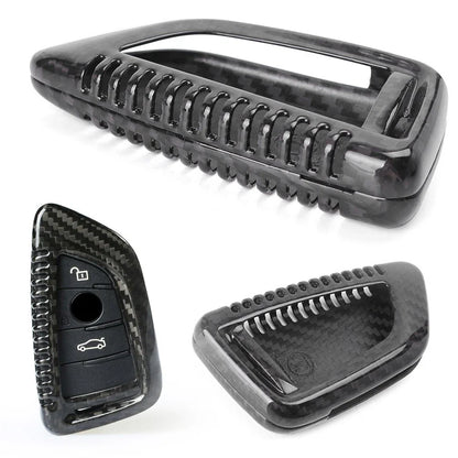 Carbon Fiber Black Remote Key Fob Cover for BMW X5 X6 X5M X6M (2007-2020)
