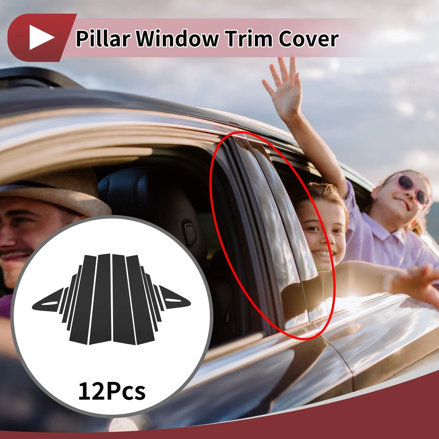 12 Pcs Car Door Pillar Window Trim for Toyota Allion (2021–2023) Black