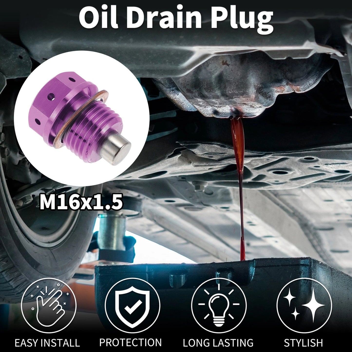 M16x1.5 Magnetic Oil Drain Plug Titanium Alloy for Universal Applications