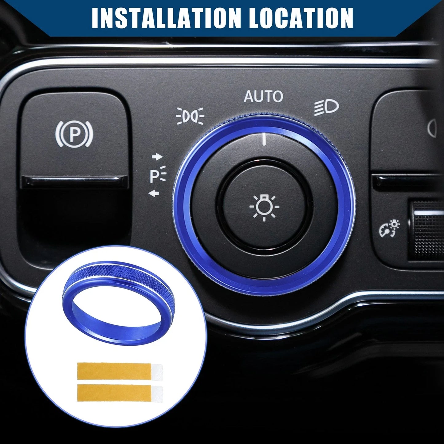 Headlight Switch Knob Cover Trim for Mercedes-Benz A-Class (2019-2023) Blue