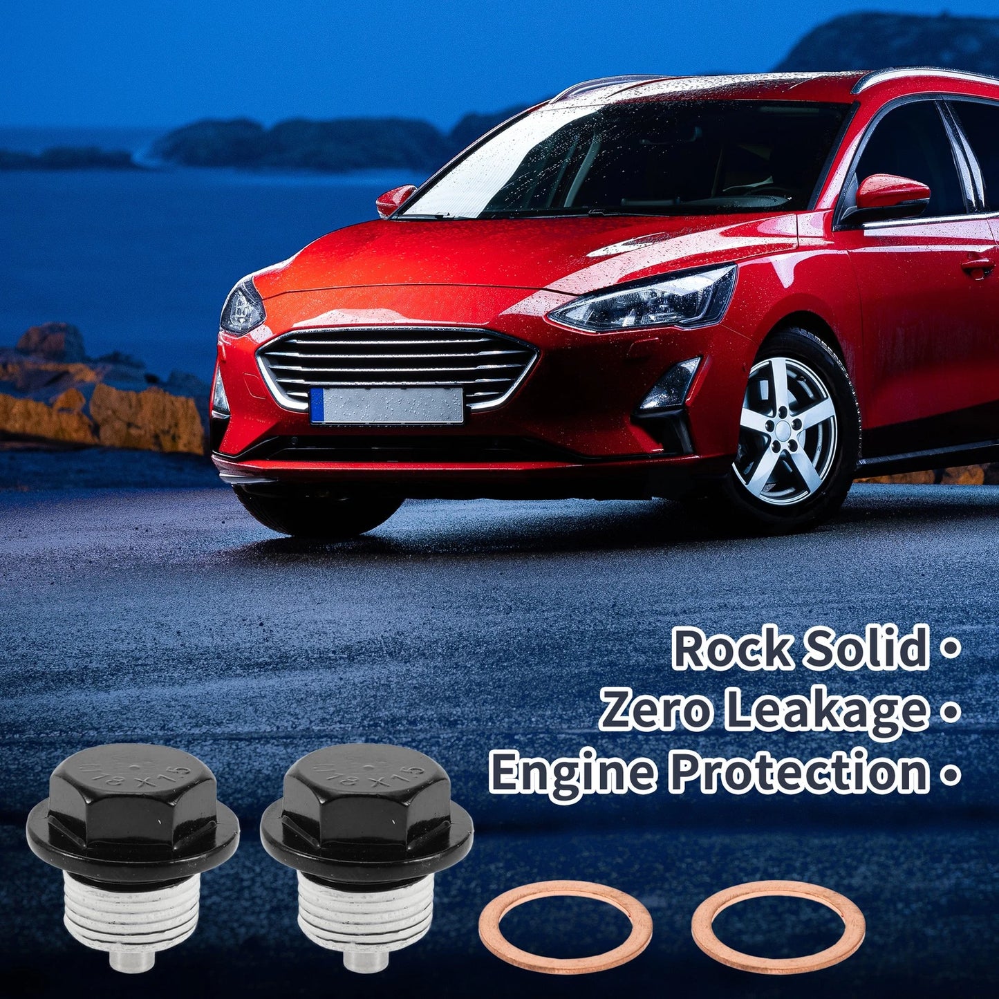 Set of 2 M18x1.5 Copper Oil Drain Plug with Gasket for Car Motorcycle