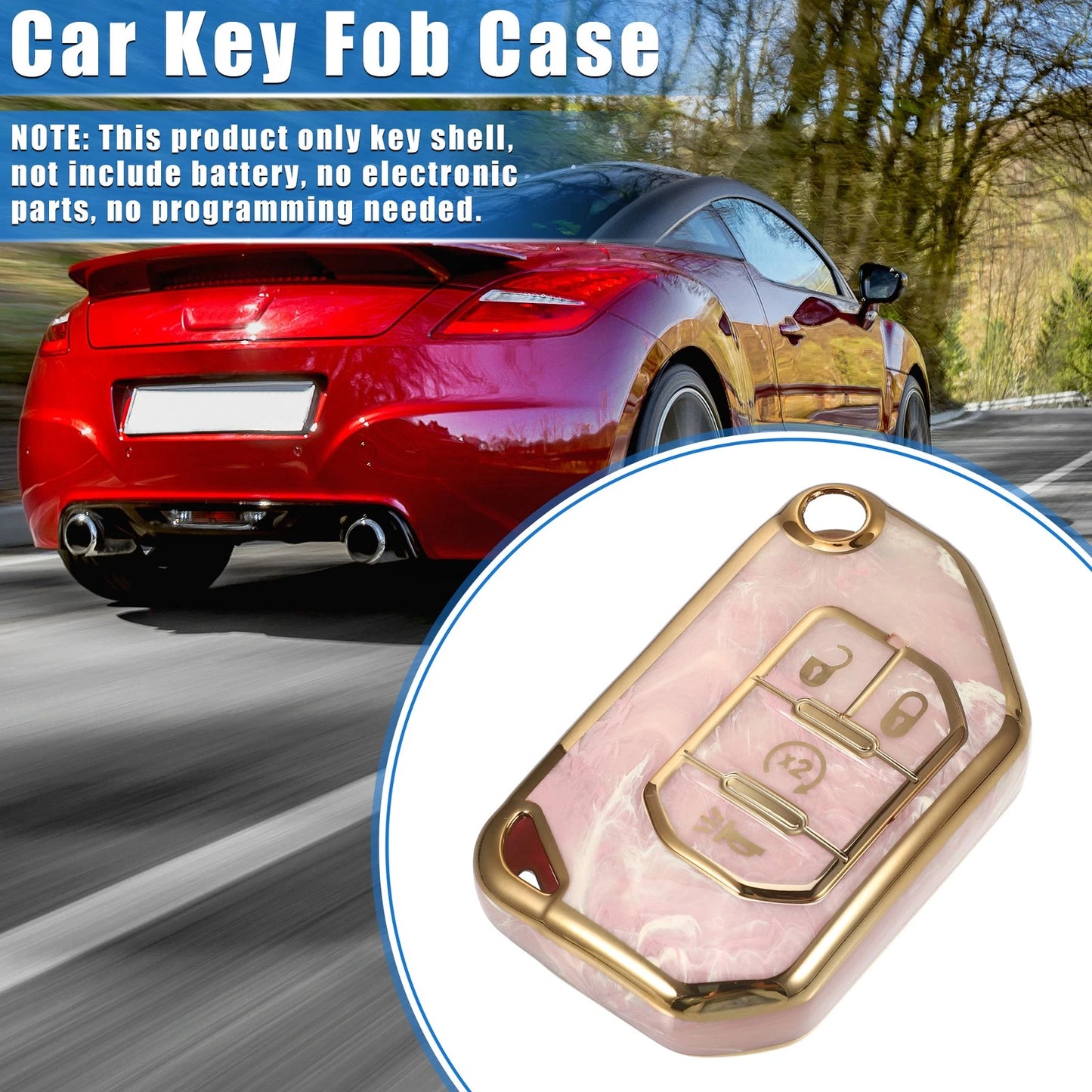 4 Button Remote Key Fob Cover Shell for Jeep Wrangler JL JLU (2018–2023) TPU Pink
