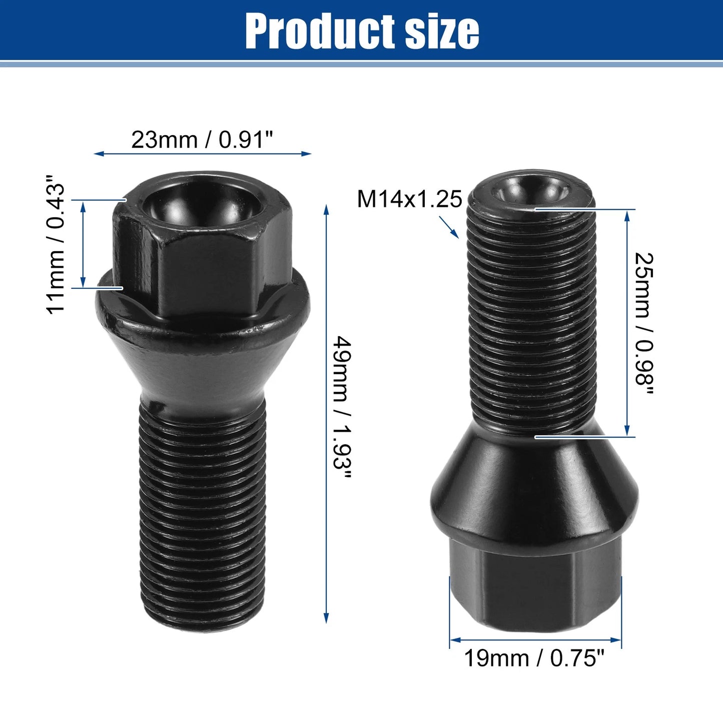 10 Pcs M14x1.25 Wheel Lug Bolt Nut for BMW E46 325 E90 (1998–2011) No. 36136781151