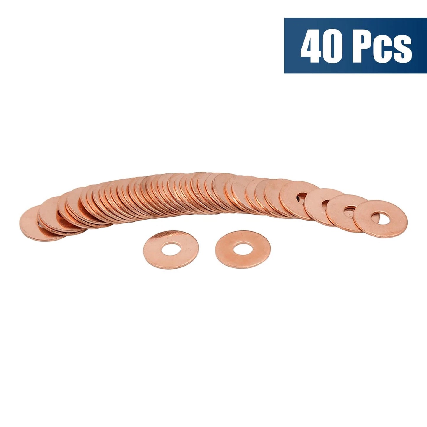 40pcs M6 Copper Flat Washer Sealing Gasket Ring for Automotive Applications