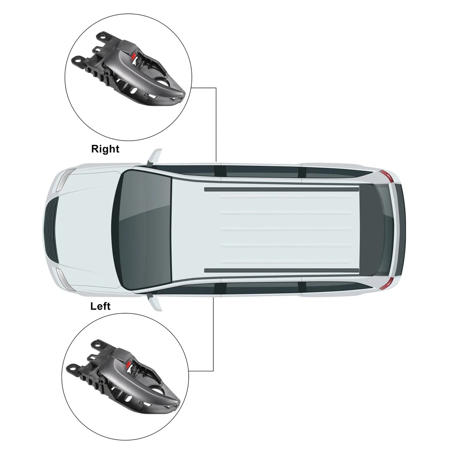 2 x Left Right Interior Door Handles for Hyundai Elantra (2011-2016)