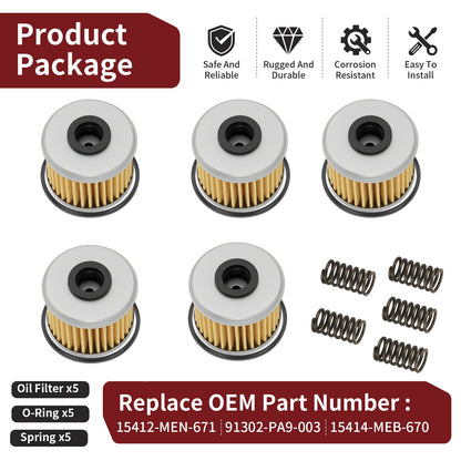 Set of 5 Oil Filters for Honda CRF450L CRF450R-S CRF450RL CRF450RWE CRF450RX