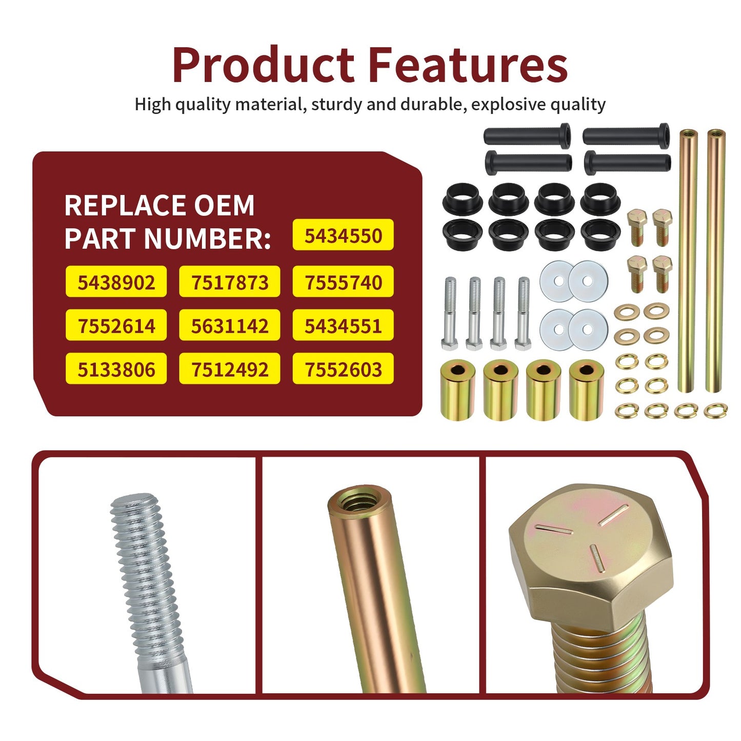 Rear Lower A-Arm Shaft Bushing Bolt Kit for Polaris Sportsman 800 (2005–2010)