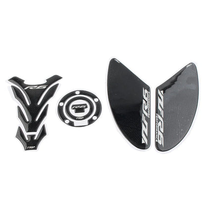 3D Carbon Fiber Tank Pad Traction Decal Set for Yamaha YZF-R6 (2006-2023)