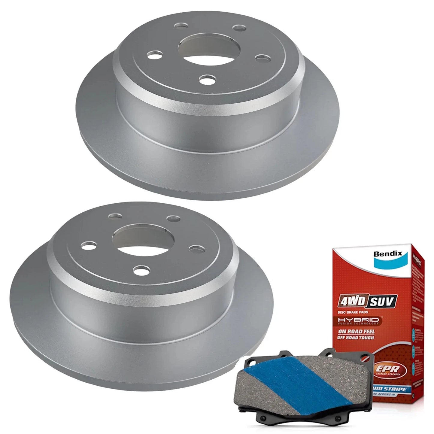 Set of 4 Bendix Rear Brake Pads and Rotors for Jeep Wrangler JK (2007–2018)
