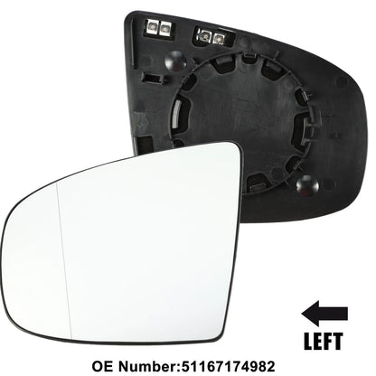 Left Mirror Glass Replacement with Backing Plate for BMW X6, X5 (2008–2014)