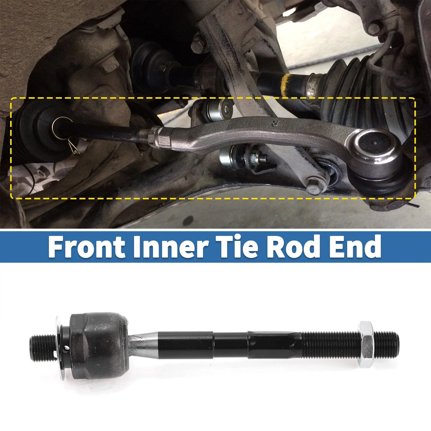 2 Pcs Front Inner Tie Rod End Links for Kia Sorento, Hyundai Santa