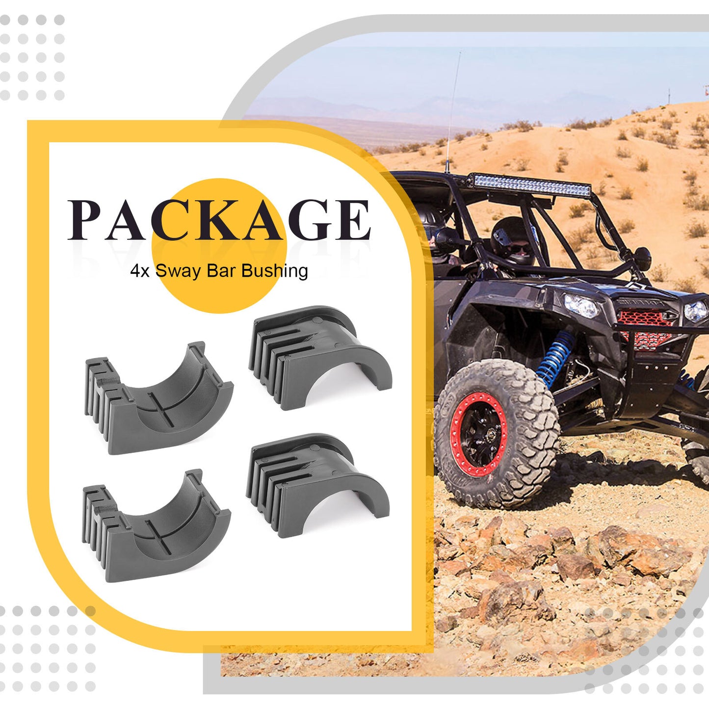 Set of 4 Rear Stabilizer Sway Bar Bushings for Polaris RZR 900 (2014)