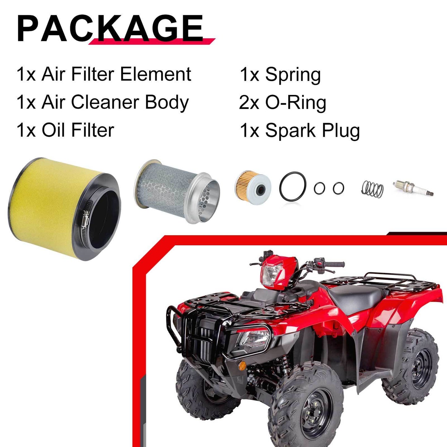 Air Oil Filter & Cleaner Kit for Honda Rancher 420 Foreman Pioneer 500 (2014–2023)
