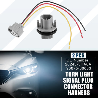 Set of 2 Turn Light Signal Plug Connector Harness 26243-5HA0A for Nissan