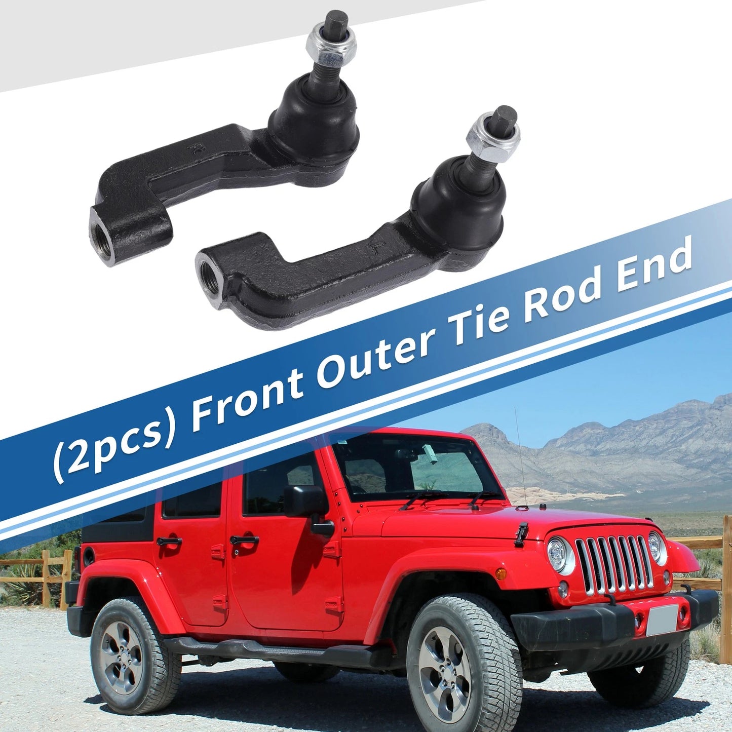 2X Front Outer Tie Rod End Links for Jeep Liberty (2008–2012) No. ES800412/ES800413