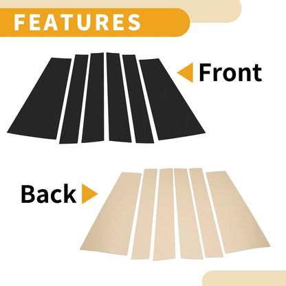 6 Pcs Door Pillar Window Trim for Toyota Sienta (2022–2024) Black