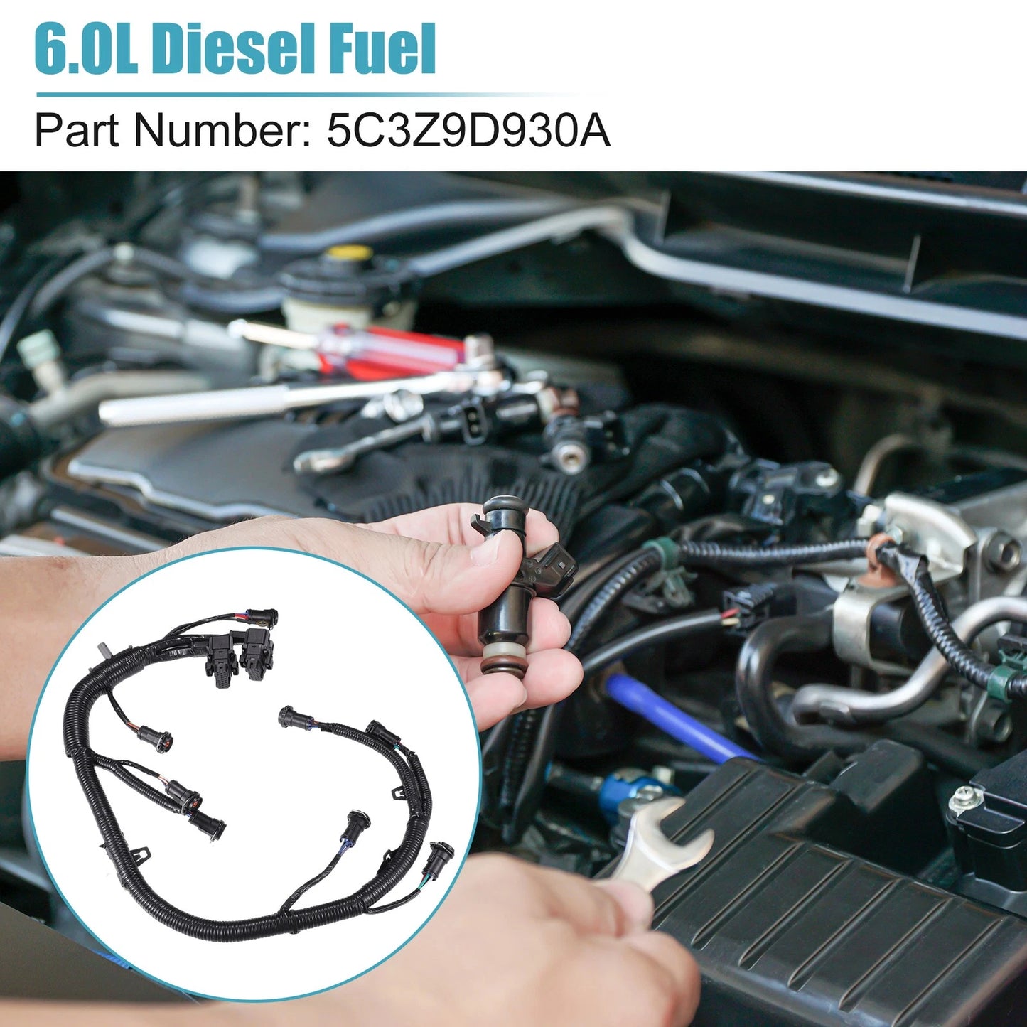 Fuel Injector Engine Wire Harness 5C3Z9D930A for Ford F250 F350 F450 F550 (2003–2007)