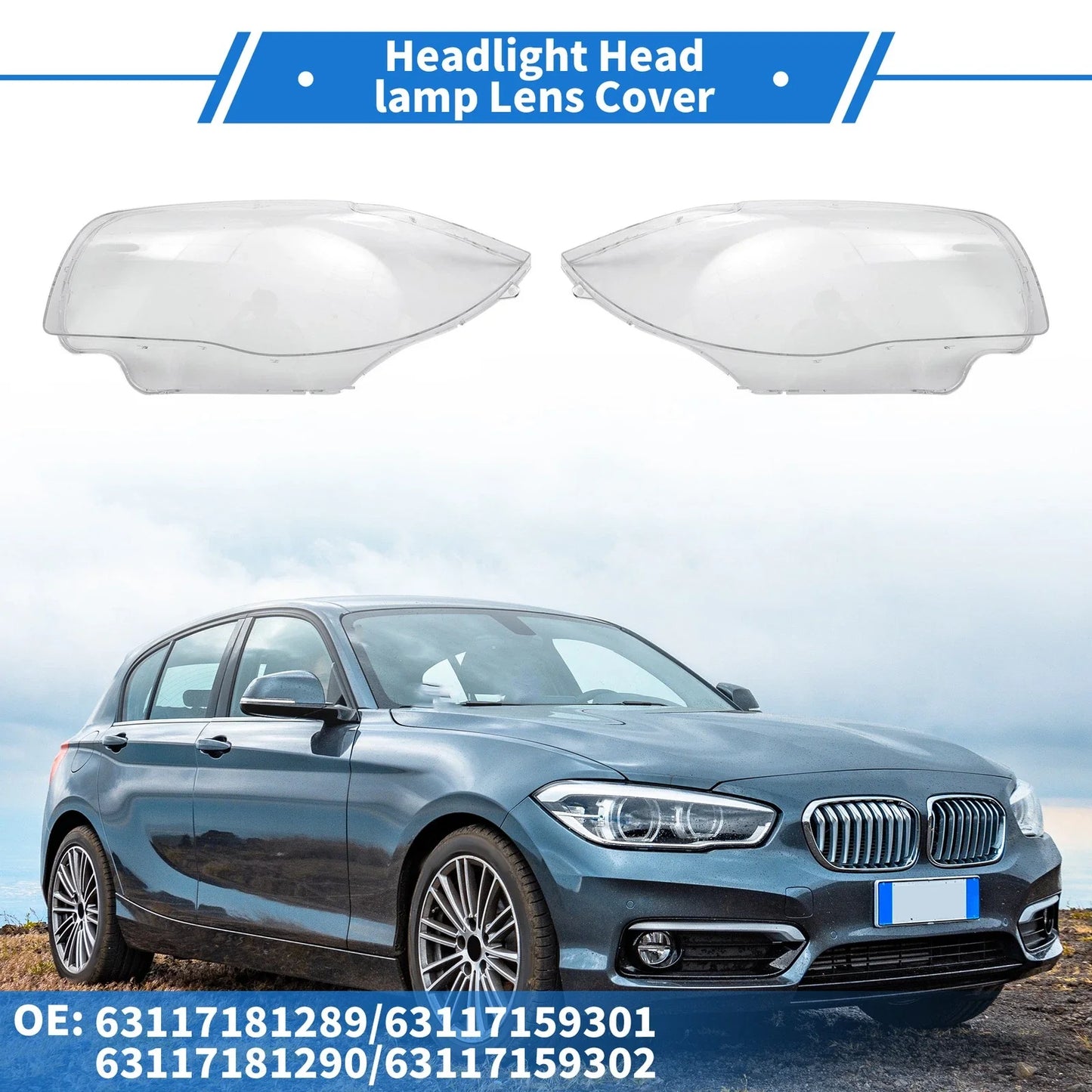 Headlight Lens Covers Front Left Right for BMW 120i