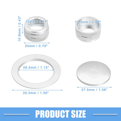 3pcs Volume Switch Knob Cover for Honda Civic (2022–2023) Silver Tone