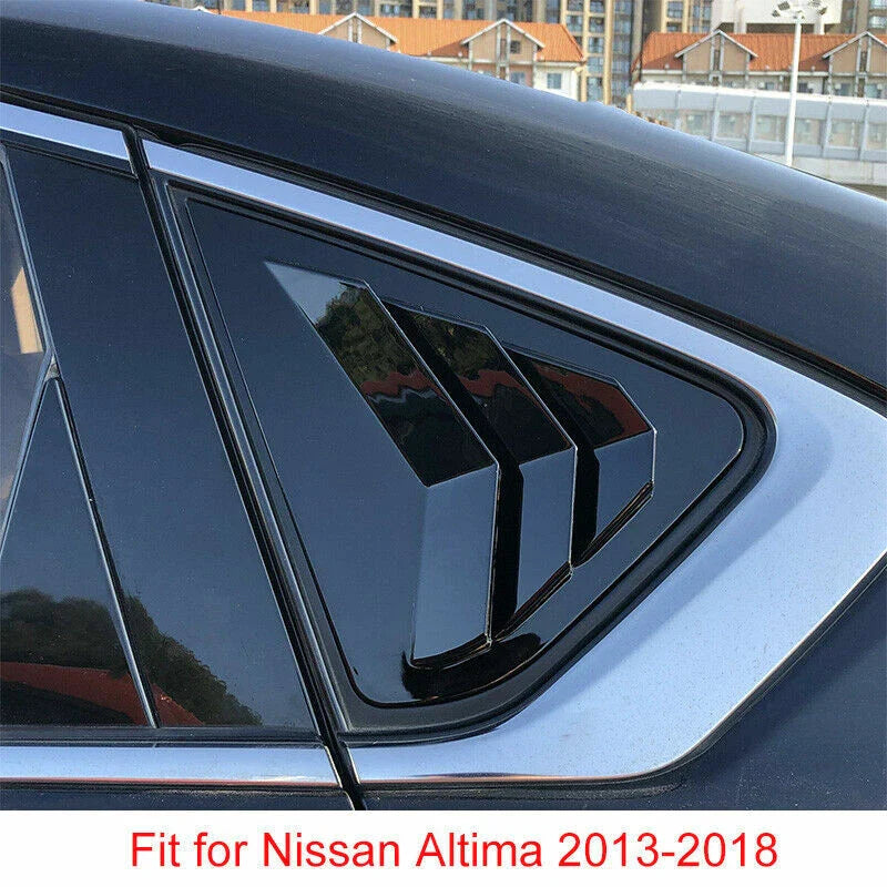 Gloss Black Rear Window Louver Cover Side Vent Nissan Altima Teana (2013–2018)