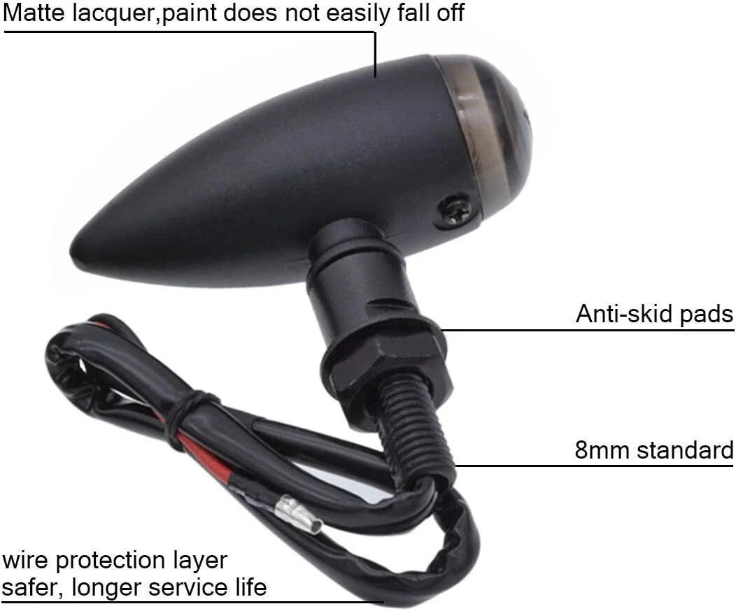 Bullet Shaped Metal Turn Signal Lights for Motorcycle (Mini)