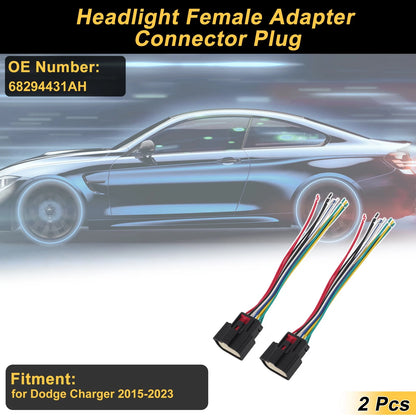 2X 12 Pin Headlight Connector Plug for Dodge Charger (2015–2023) No. 68294431AH