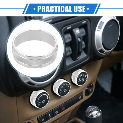 3pcs AC Switch Knob Cover Ring for Jeep Wrangler JK JKU (2011–2018) Silver