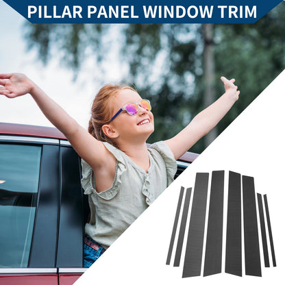 Set of 8 Car Pillar Window Trim Covers for Toyota RAV4 (2013–2018) Black Carbon Fiber