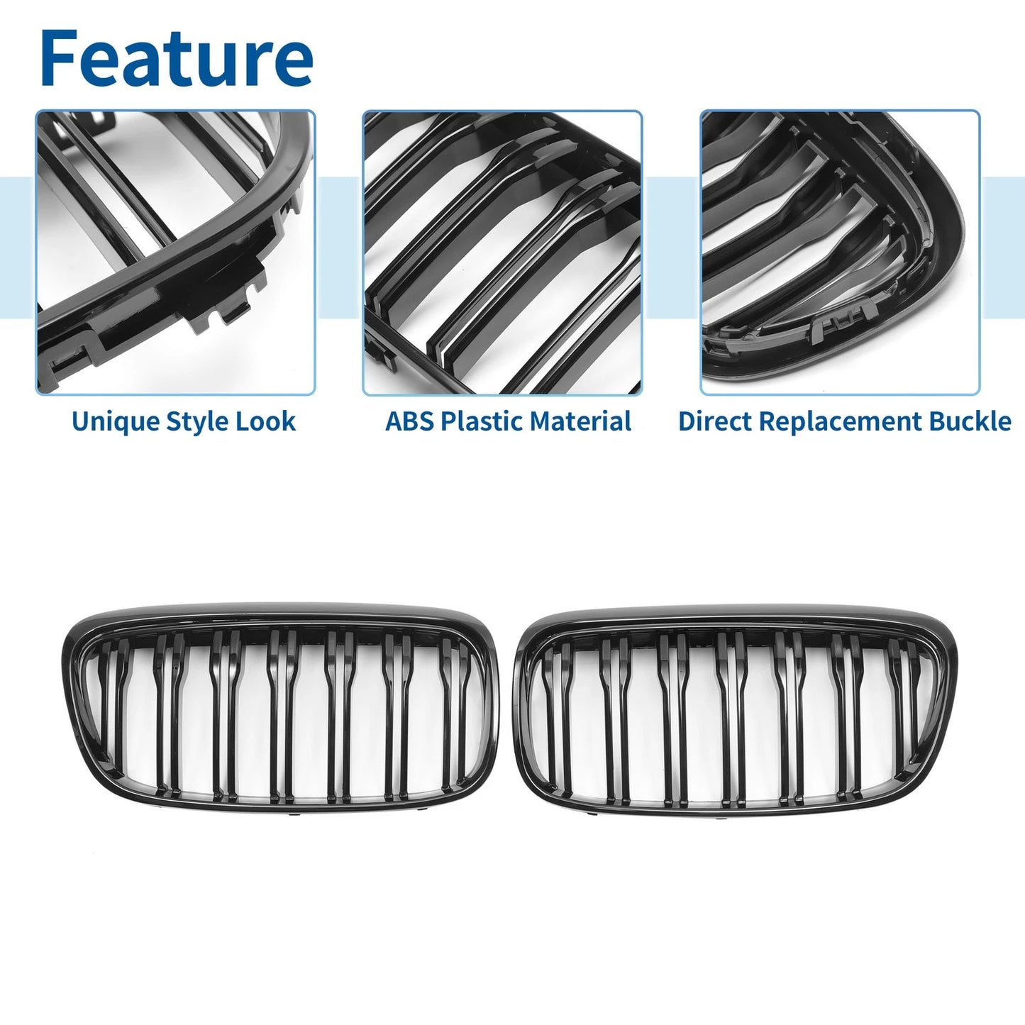 Pair Front Upper Bumper Grille for BMW 2 Series ActiveTourer (2014–2021)