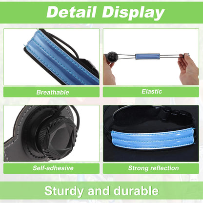 2X Reflective Bicycle Trouser Clips Adjustable Cycling Bands Light Blue