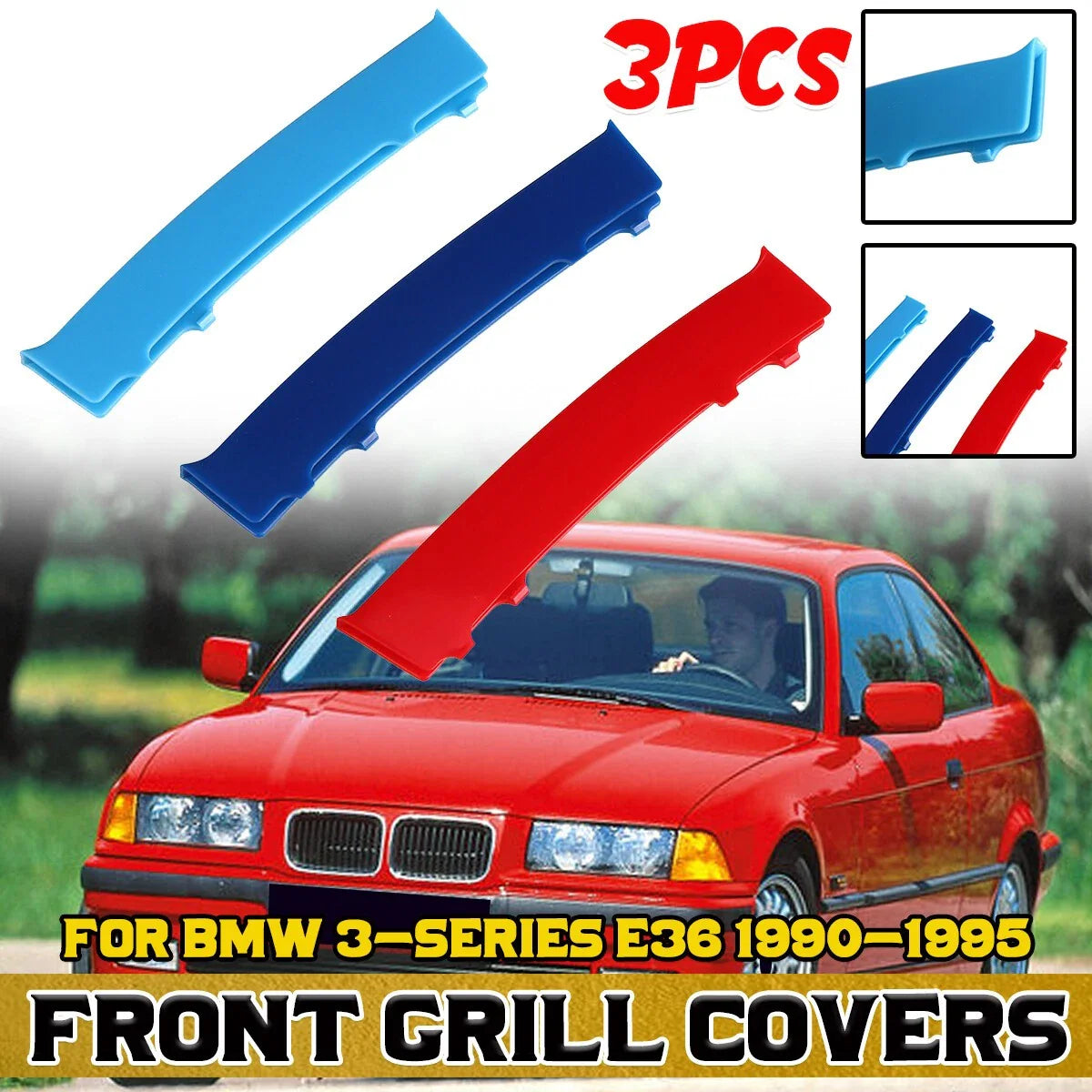 Grill Cover Strips Clip Front for BMW 3 Series E36 (1990–1995)
