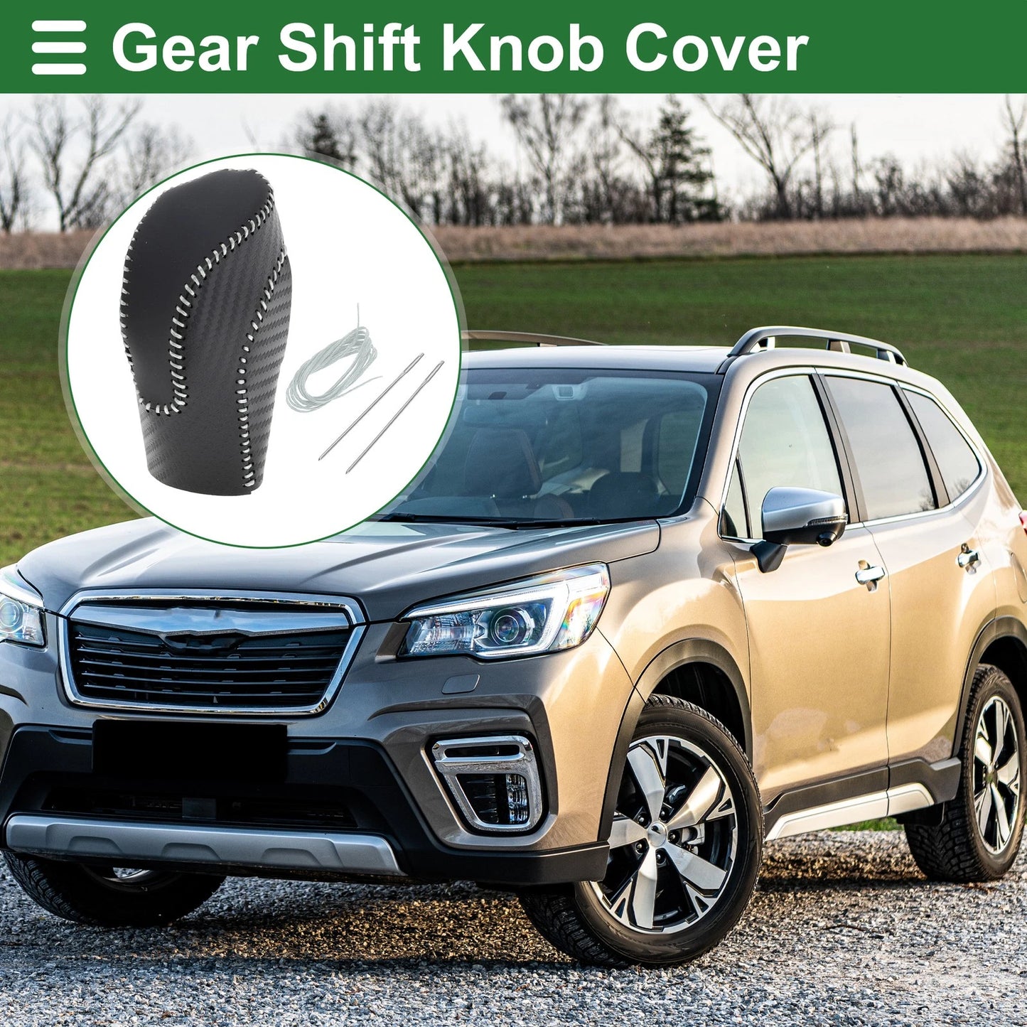 Gear Shift Knob Cover for Subaru Forester (2018–2023) Black Carbon Fiber