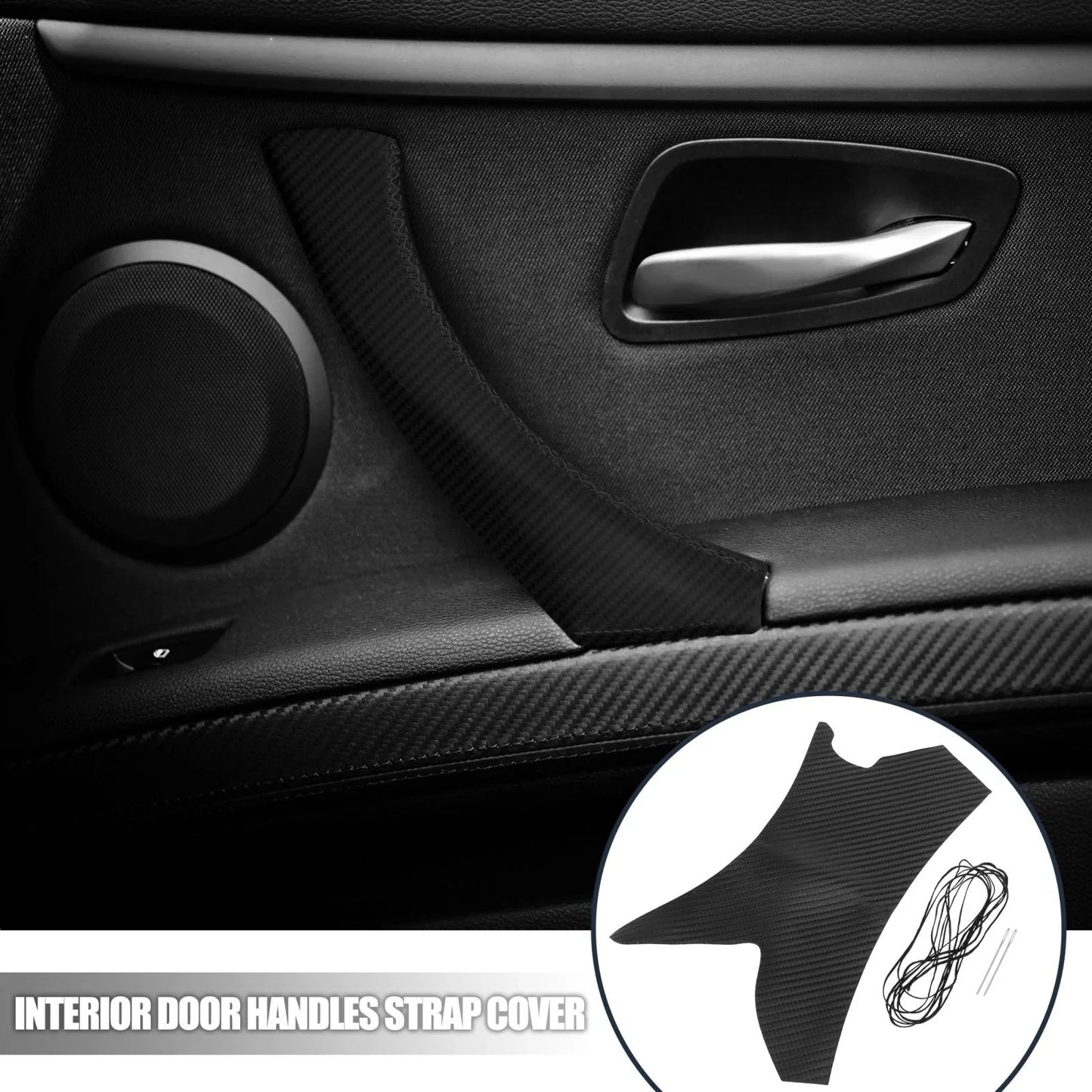 Interior Door Handles Strap Cover Carbon Fiber Pattern for BMW E90 E91 E92