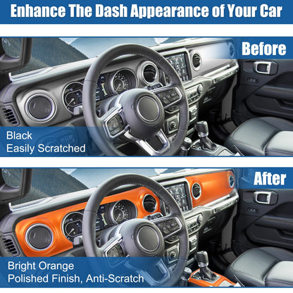 3pcs Dashboard Gear Shift Panel Cover for Jeep Wrangler JL/JLU Gladiator JT (2018–2023)