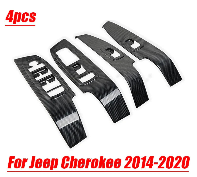 4 x Carbon Fiber Window Lock Panel Trims for Jeep Cherokee (2014–2020)