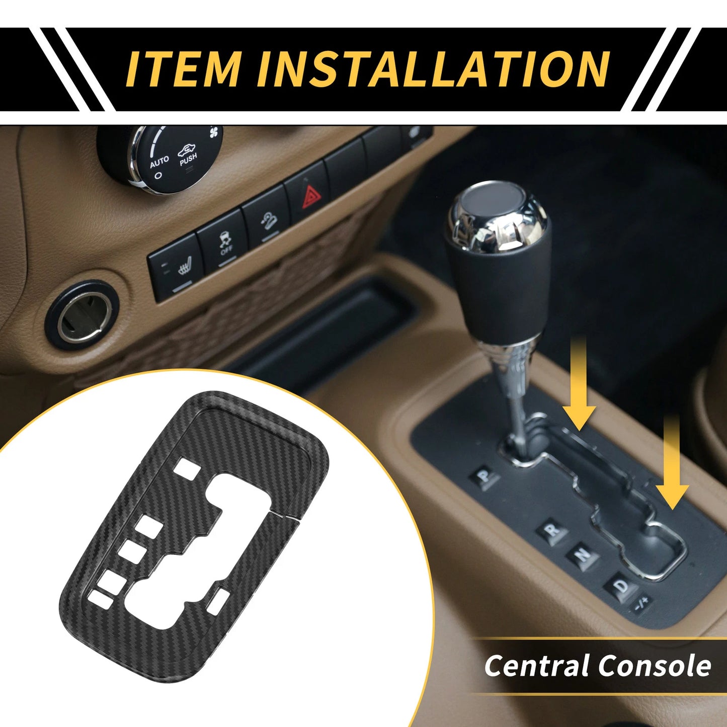 Center Console Gear Shift Frame Panel Cover for Jeep Wrangler JK (2007–2018)