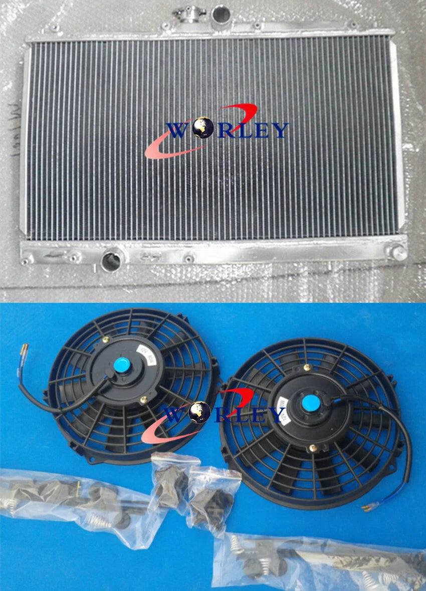 52mm Aluminum Radiator with 2 Fans for Mitsubishi Lancer EVO 7 8 (2001–2007)
