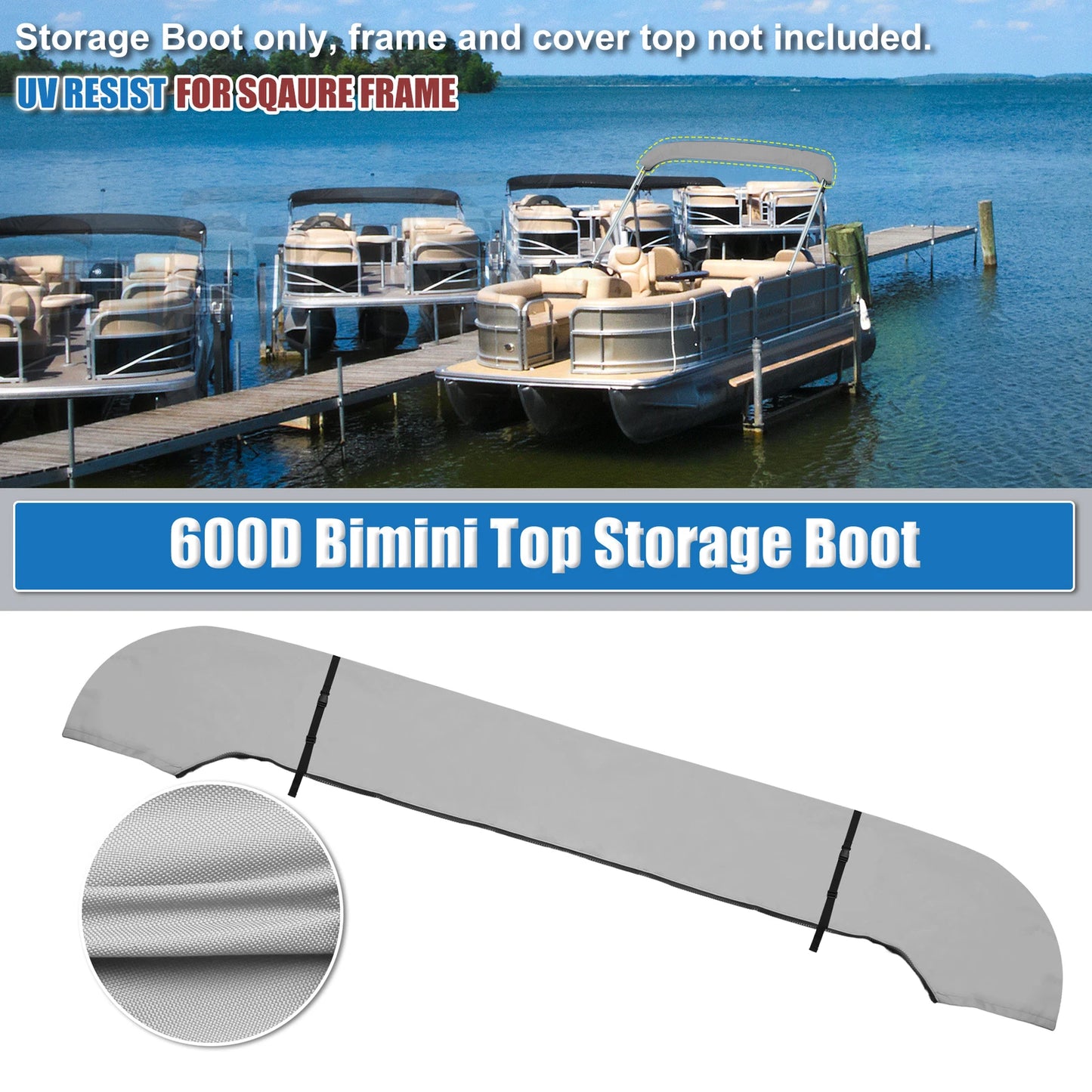 Set of 1 Square Tube Bimini Top Storage Boot for Universal Fit (79"-84")