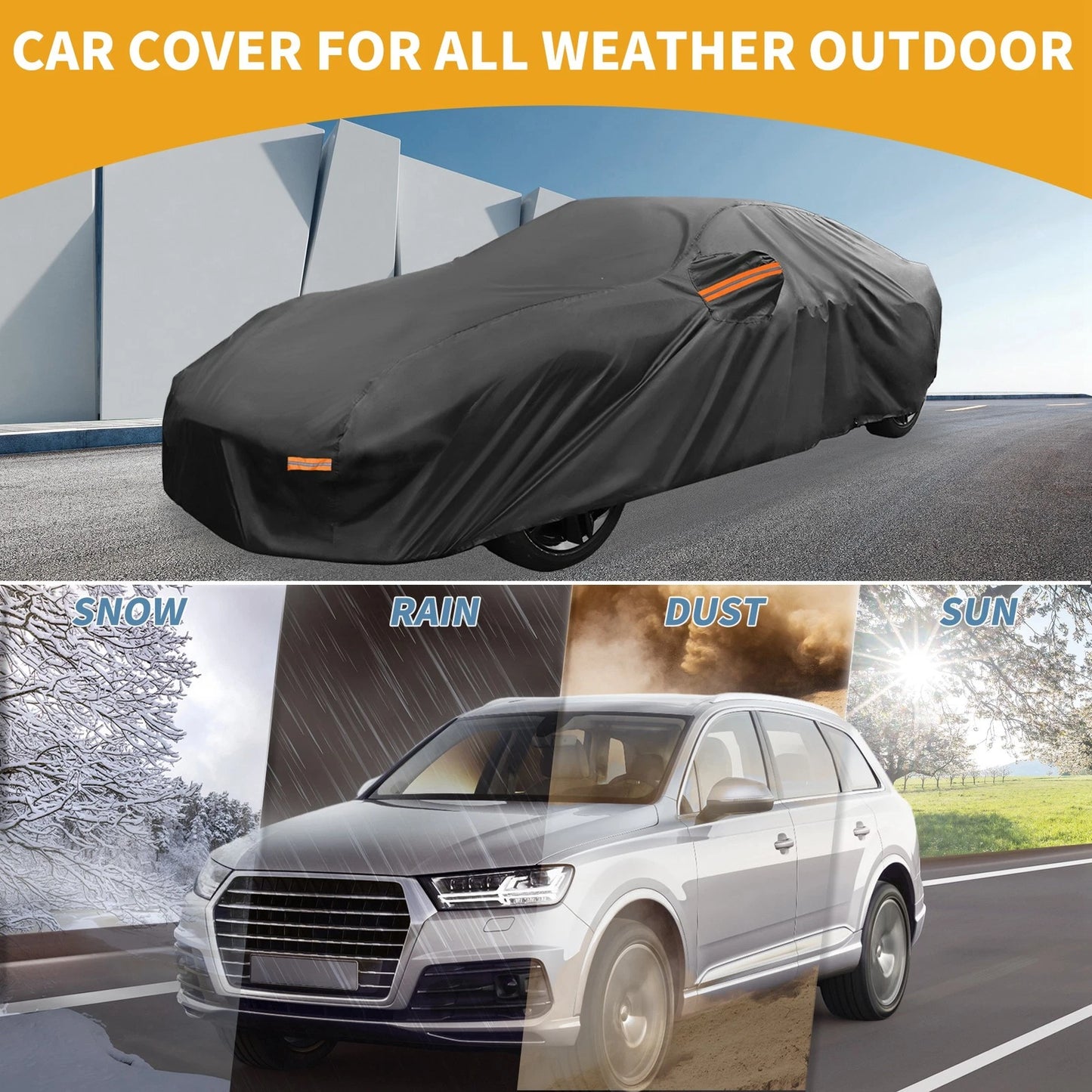 Car Cover Waterproof for Porsche 911 (210D-PU, Black)