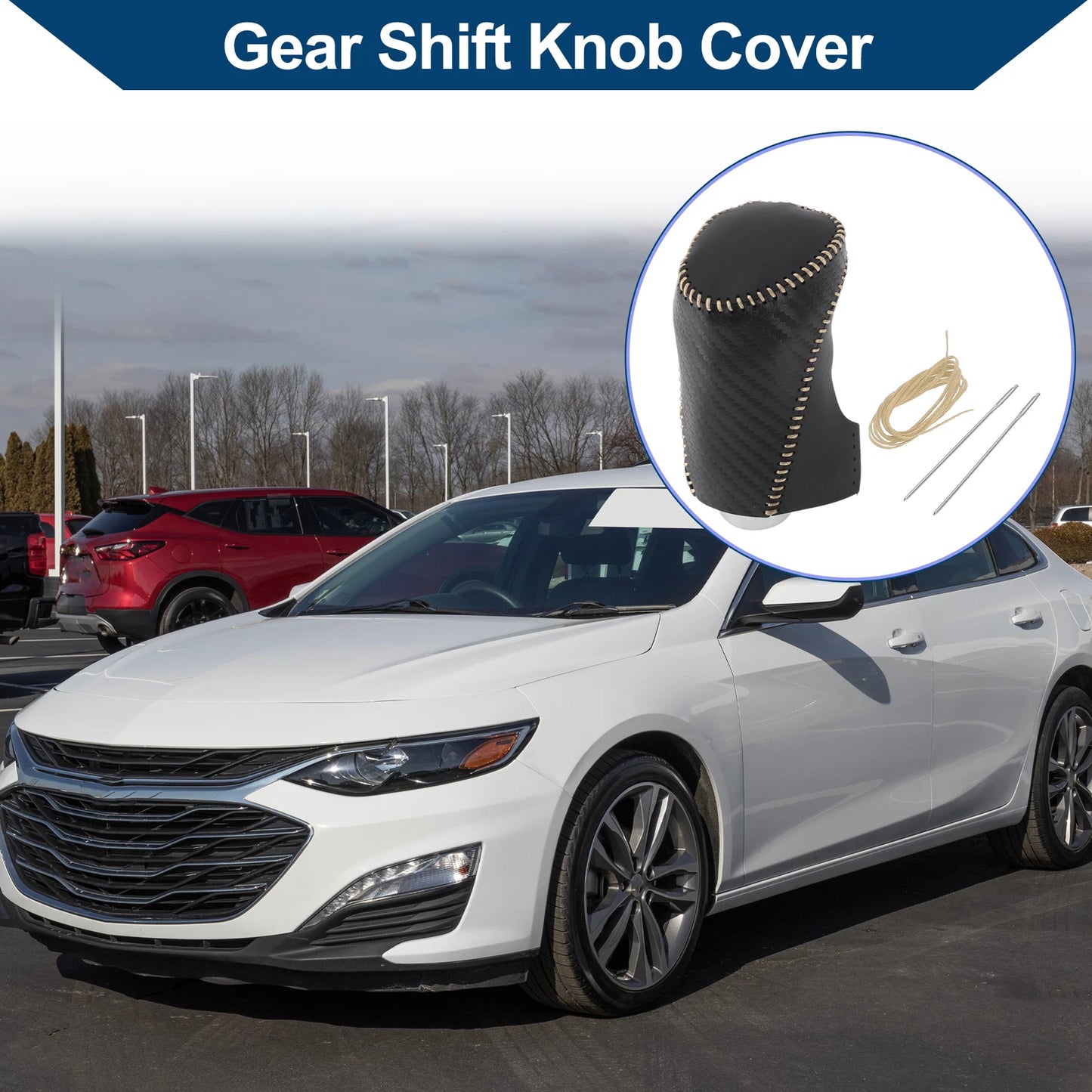 Gear Shift Knob Cover for Chevrolet Malibu (Black Carbon Fiber)