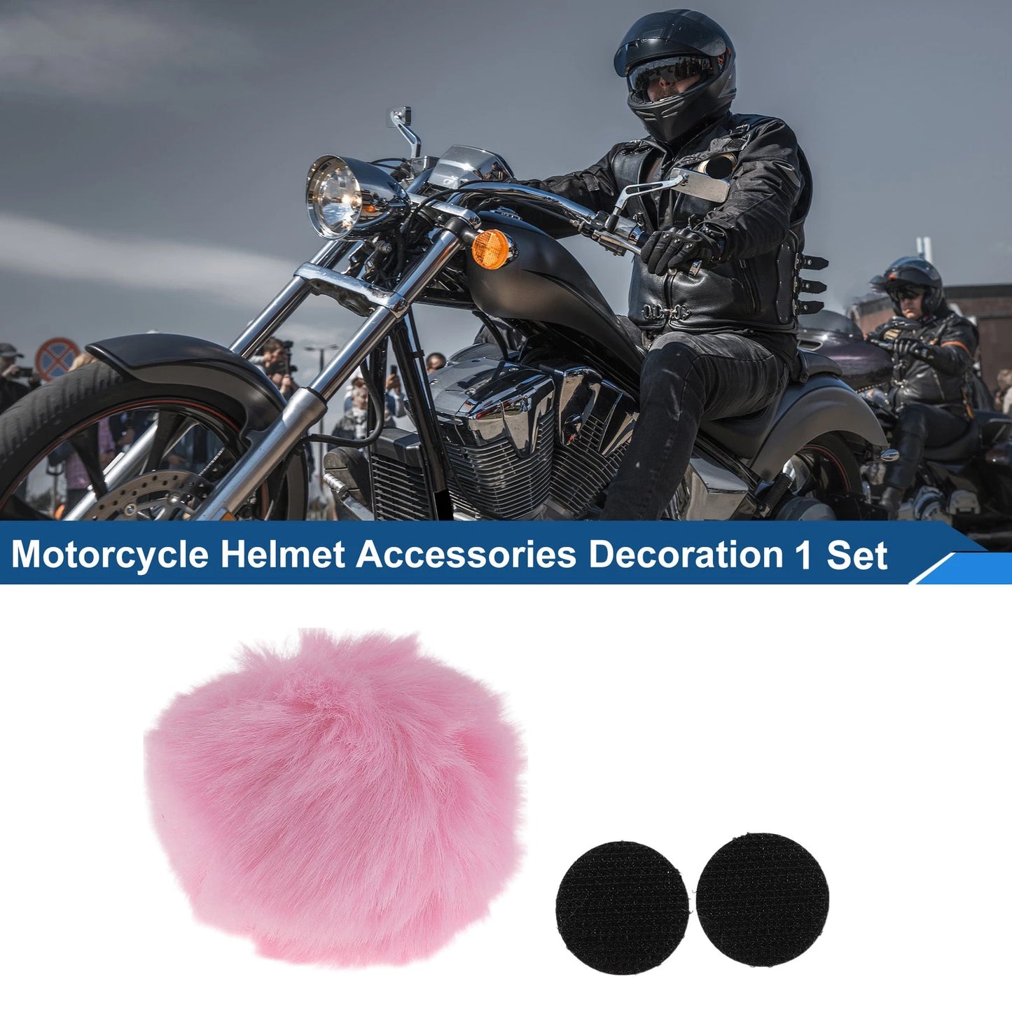 Set of 1 Pink Plush Stickers for Motorcycle Helmet