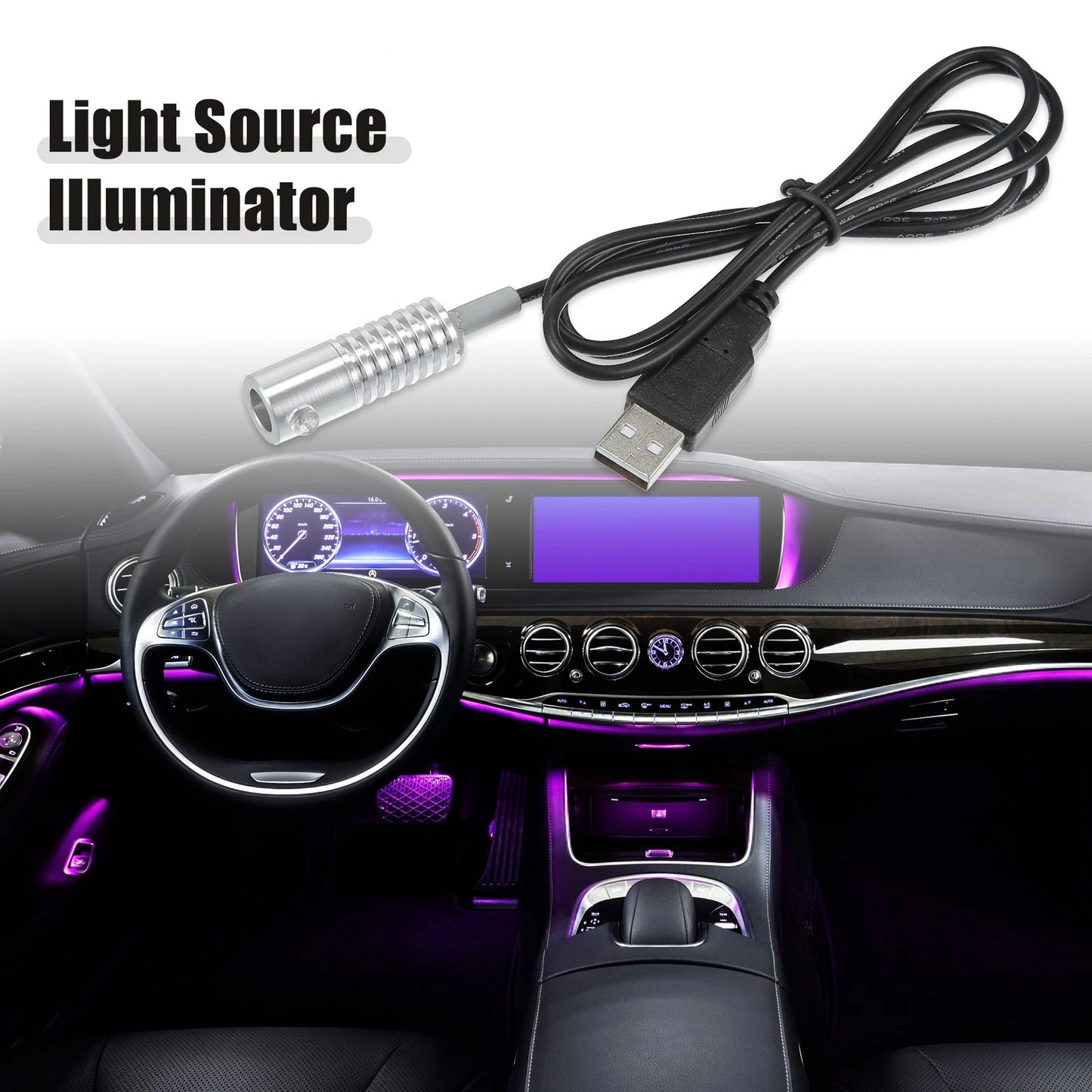 LED Aluminum Light Source Illuminator for Car (8mm, Ice Blue)
