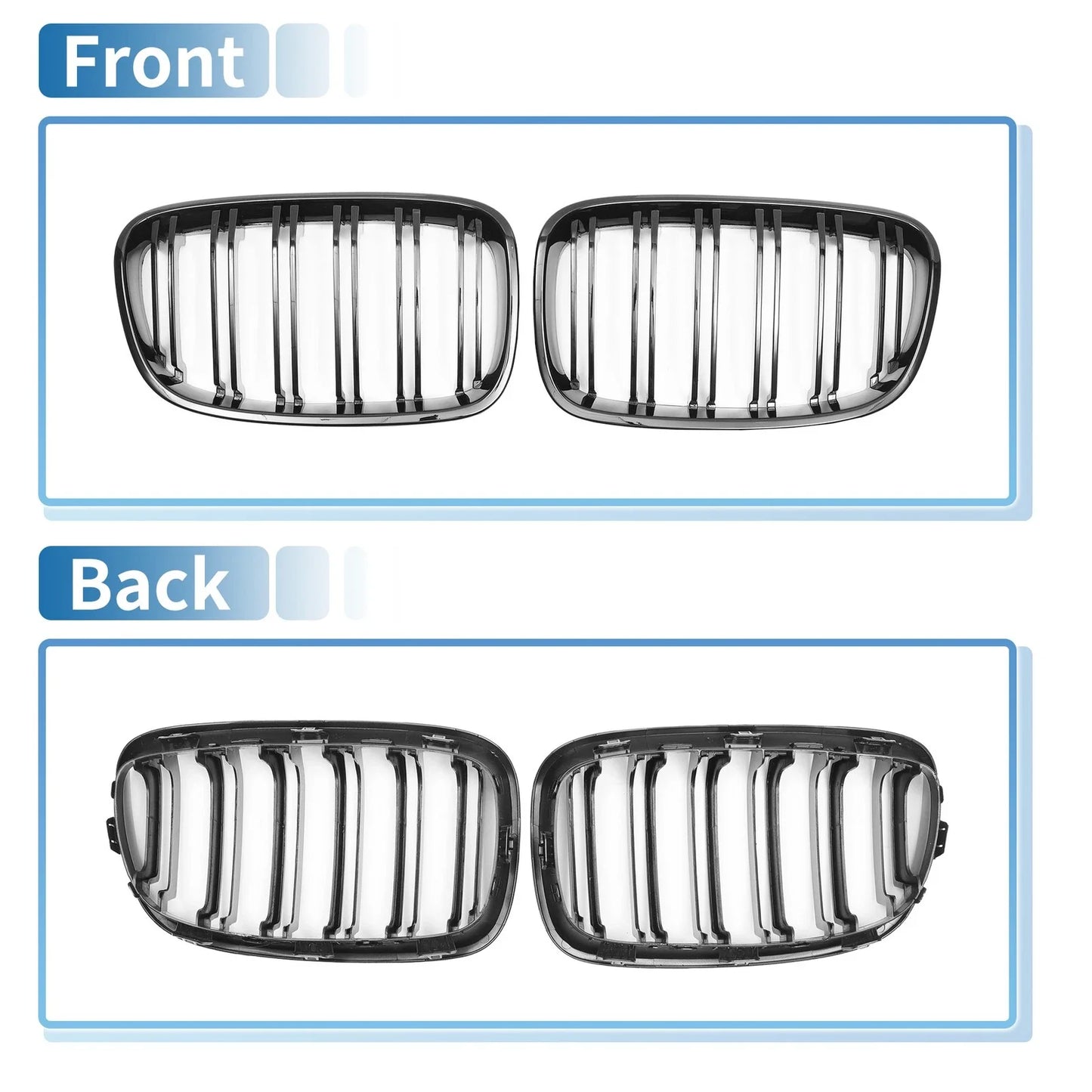 Pair Front Upper Bumper Grille for BMW 1 Series F20 (2011 - 2014) Double Slat